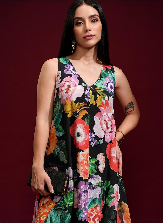 Vishudh - Floral Printed Sleeveless Tunic and Pants Co-Ords by Styli - Image 1