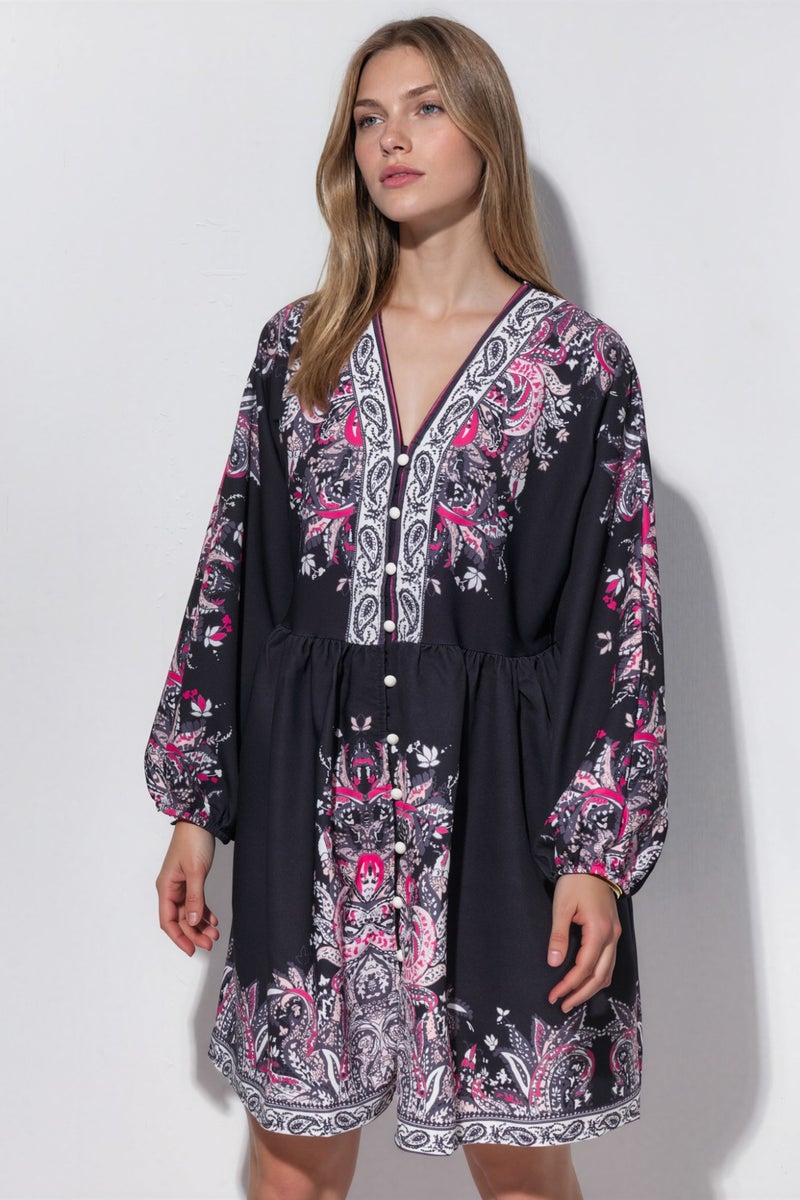 Jennyfer Belted Mini Dress with V-Neck in Paisley - Image 5