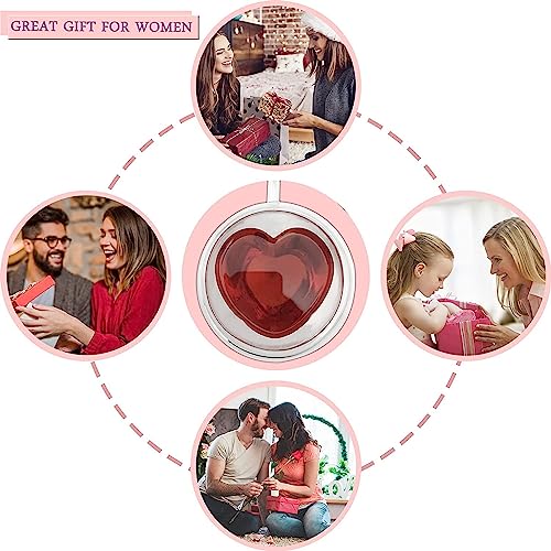 ZROY ENTERPRISE Premium Classic Heart Shaped Pack of 2Transparent Double Walled Insulated Glass Coffee Mugs or Tea Cups with Unique Handle (Heart, 2) - Image 3