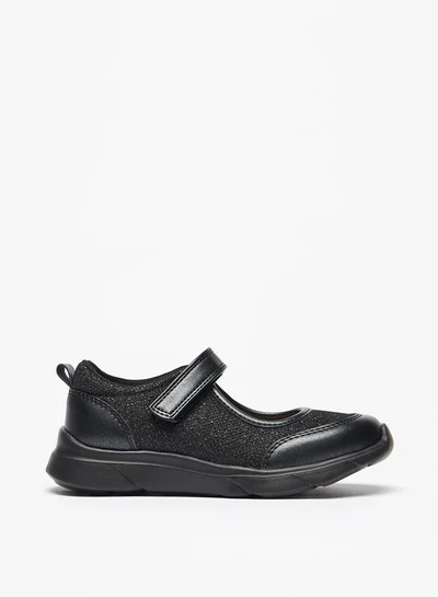 جونيورز Girls Textured Mary Jane Shoes with Hook and Loop Closure