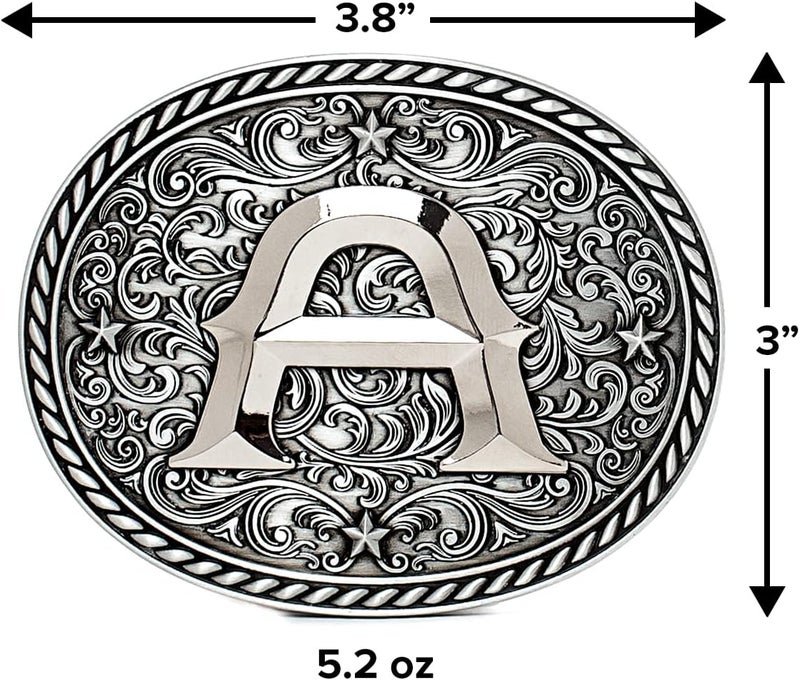 Itera Western Cowboy/Cowgirl Initial Belt Buckle-Silver- Large Letter Buckles for Men and Women - Custom Girls/Boys - Image 4