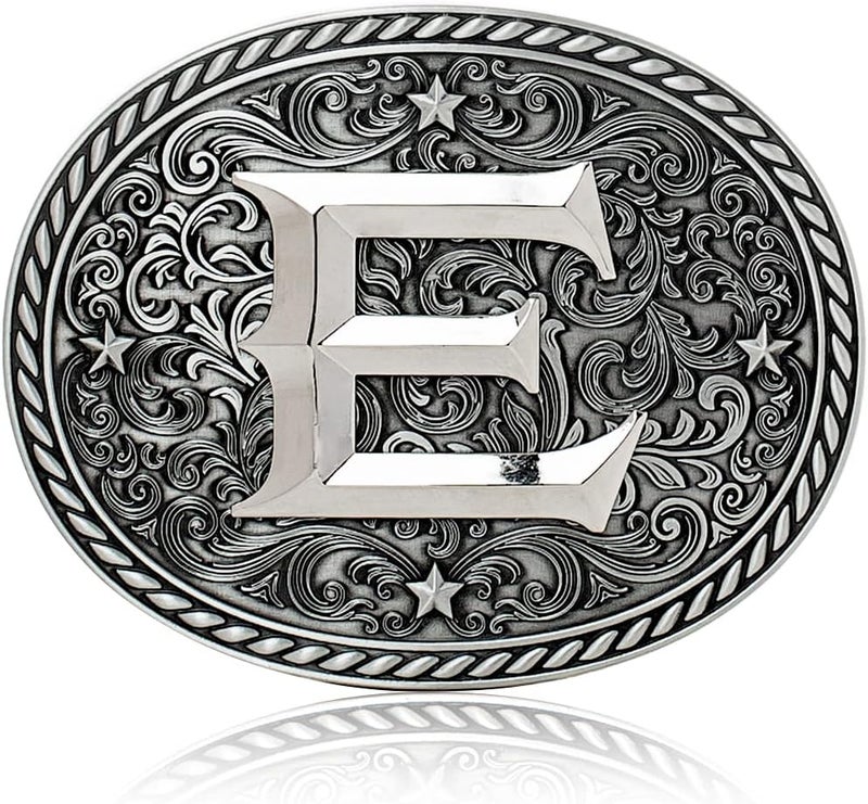 Itera Western Cowboy/Cowgirl Initial Belt Buckle-Silver- Large Letter Buckles for Men and Women - Custom Girls/Boys - Image 1