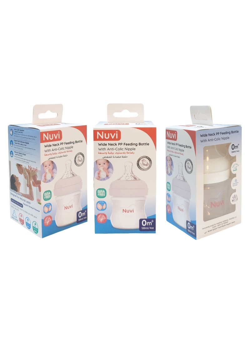نوفي زجاجة رضاعة بلاستيكية ذات عنق عريض من نوفي، مناسبة للأطفال من عمر 0 ​​شهر فما فوق، سعة 120 مل - شفافة - Image 3