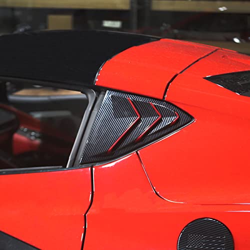crosselec Carbon Fiber Side Window Louvers Air Vent Shades Cover Trim for Chevrolet Corvette C8 Coupe 2020-2025 (Carbon Fiber-Red Line) - Image 3
