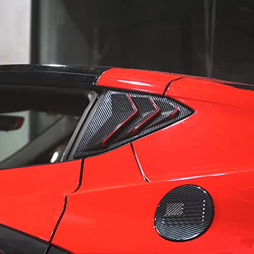 crosselec Carbon Fiber Side Window Louvers Air Vent Shades Cover Trim for Chevrolet Corvette C8 Coupe 2020-2025 (Carbon Fiber-Red Line) - Image 4