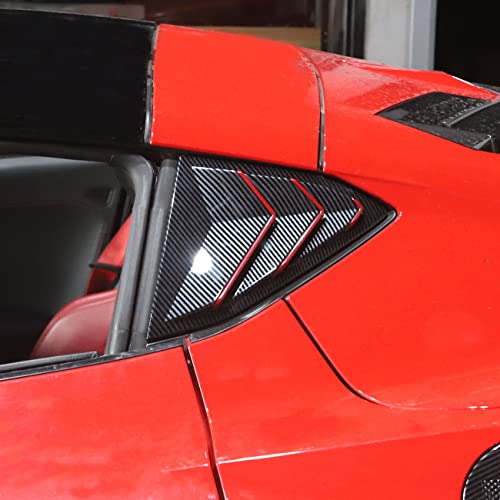 crosselec Carbon Fiber Side Window Louvers Air Vent Shades Cover Trim for Chevrolet Corvette C8 Coupe 2020-2025 (Carbon Fiber-Red Line) - Image 2