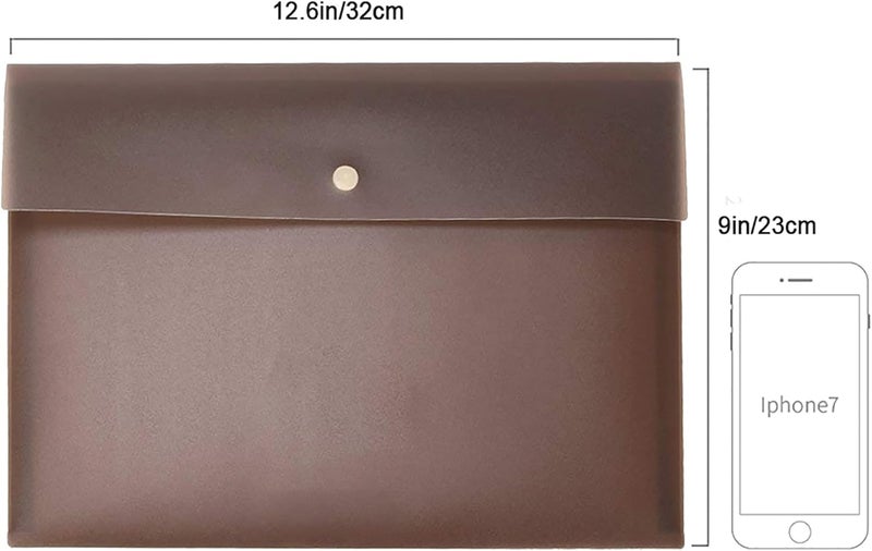 VANRA Poly File Folder Pockets File Jacket Plastic Envelope Flat Document Letter Organizer with Snap Button Closure A4 Letter Size (Pack of 5, Brown) - Image 2