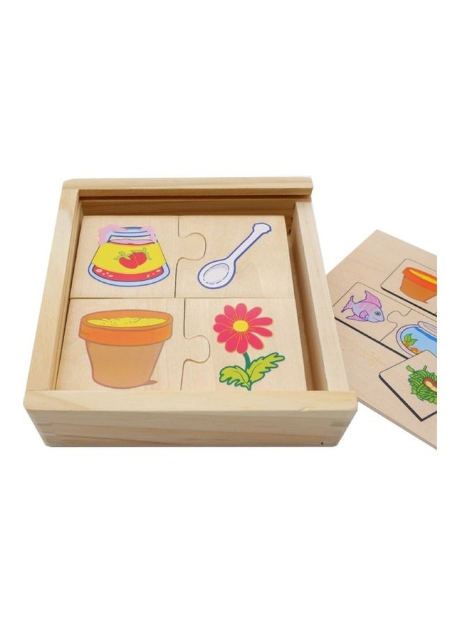 NIBEMINENT Wooden Item Matching Jigsaw Puzzle Set