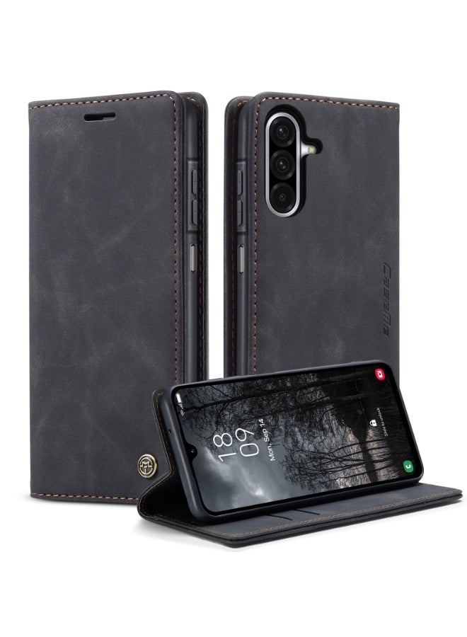 CaseMe Phone Case Luxury PU Leather Design 013 Flip Cover Card Slot Holder Cover For  Samsung Galaxy A17 (Black ) - Image 2