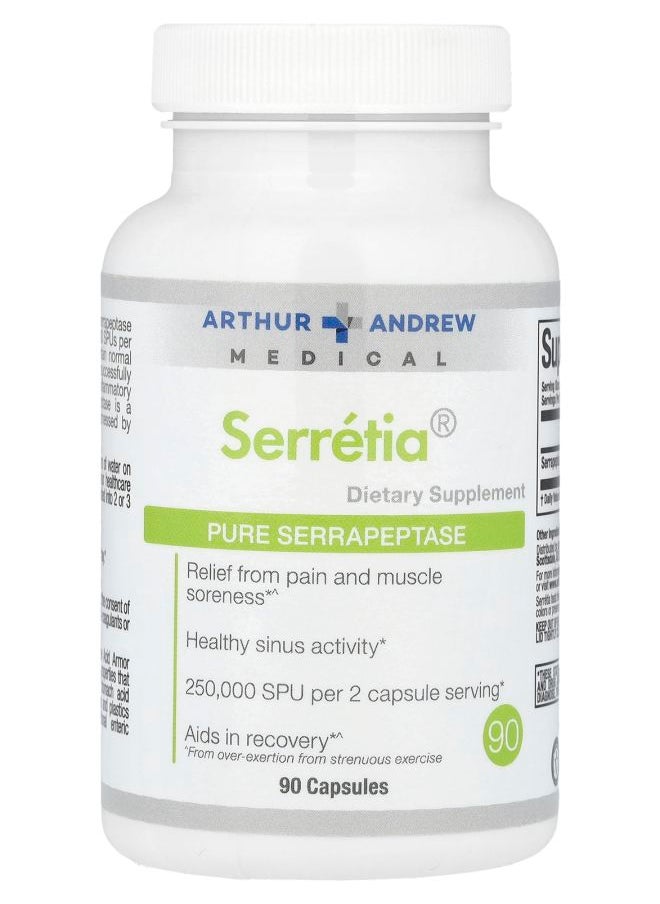 Arthur Andrew Medical - Serretia® Pure Serrapeptase 250000 SPU 90 Capsules (125000 SPU per Capsule) - Image 1