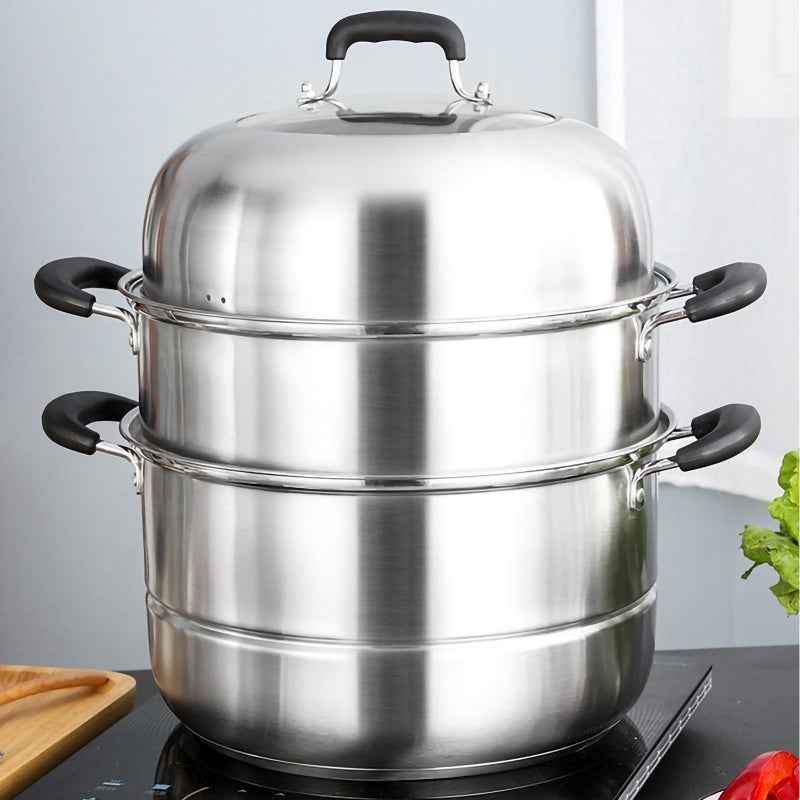 MANO Steamer Pot for Cooking 11.8 inch Steam Pots with Lid 2-tier Stainless Steel Steaming Pot Multipurpose Cookware with Handle for Vegetable, Dumpling, Stock, Sauce, Food - Image 5