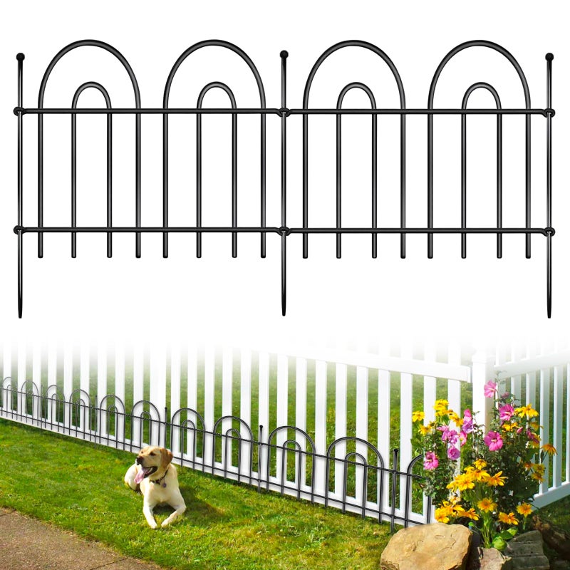Iriisy 12 Pack Animal Barrier Fence 17ftL x 21inH No Dig Garden Fence Panels with Decorative Arch Design for Dogs Rabbits Rustproof Metal Garden Fencing for Outdoor Lawn Patio - Image 2