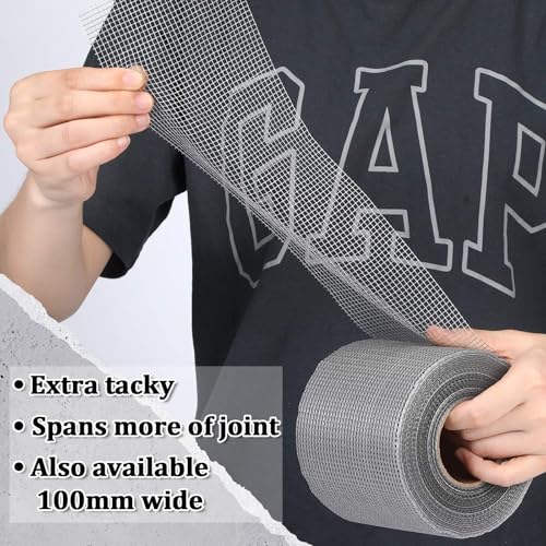 Innconee 150 ft x 4 Inch Cement Board Joint Tape Self Adhesive Durable Gray Fiberglass Mesh Drywall Mesh Repair Tape for Cement Board Joints Repairing, Sealing and Strengthening - Image 4