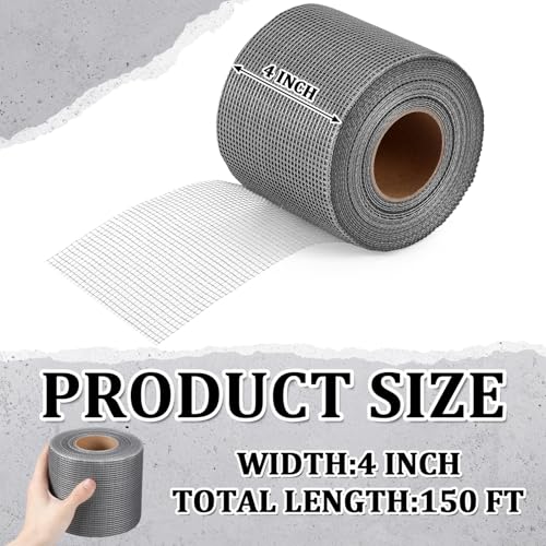 Innconee 150 ft x 4 Inch Cement Board Joint Tape Self Adhesive Durable Gray Fiberglass Mesh Drywall Mesh Repair Tape for Cement Board Joints Repairing, Sealing and Strengthening - Image 2