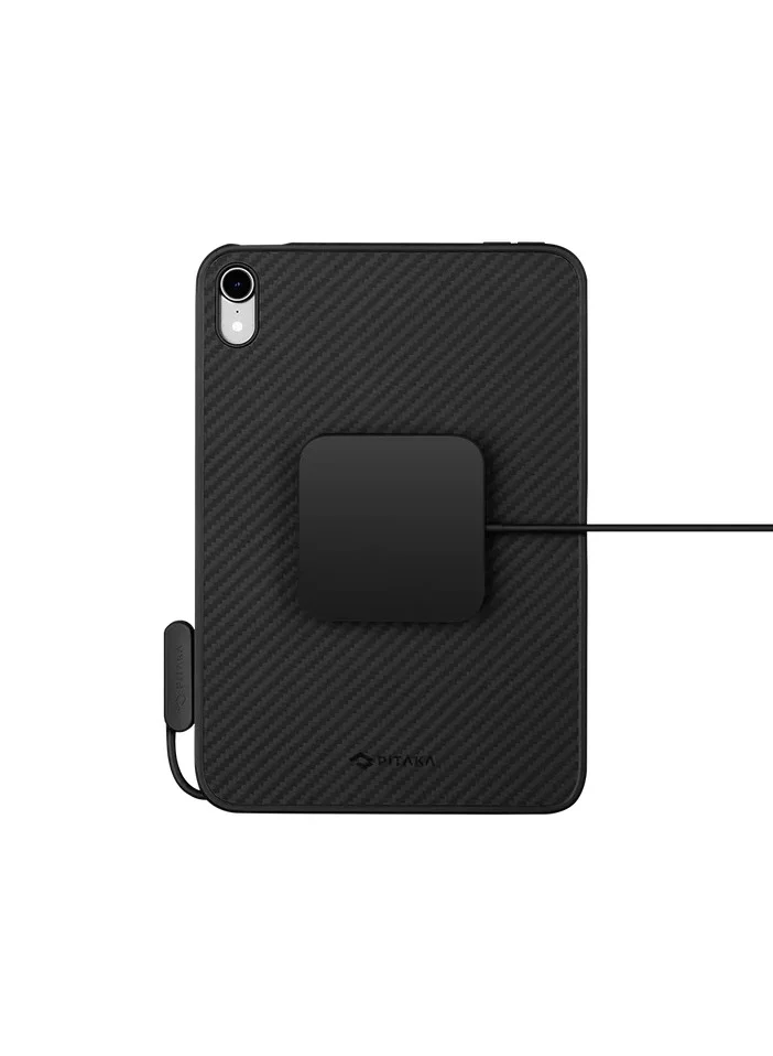 PITAKA Magez Case Pro for IPAD Mini 6 With Pita Flow Charge / Great Protection / Compatible with Magez Charging Stand for Tablets / - Black/Grey Twill