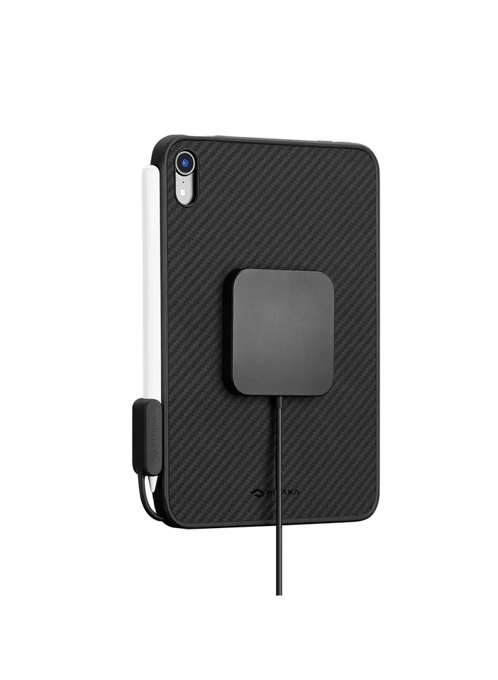 PITAKA Magez Case Pro for IPAD Mini 6 With Pita Flow Charge / Great Protection / Compatible with Magez Charging Stand for Tablets / - Black/Grey Twill