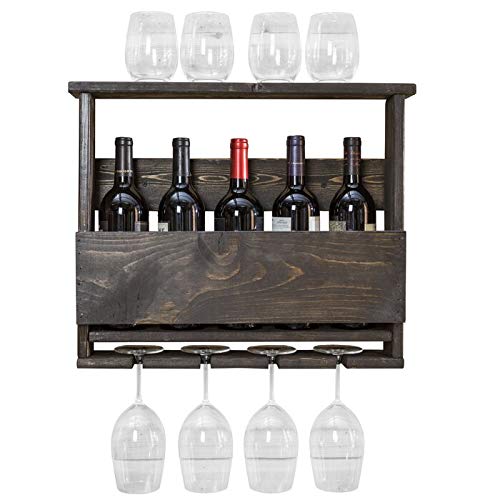Khezzart Khezzart Wooden sheesham Wood Pallet Wine Rack Wall Mounted Wine Rack Wooden Wine Rack 5 Bottle4glass HoldNatural Polish Light Brown - Image 4