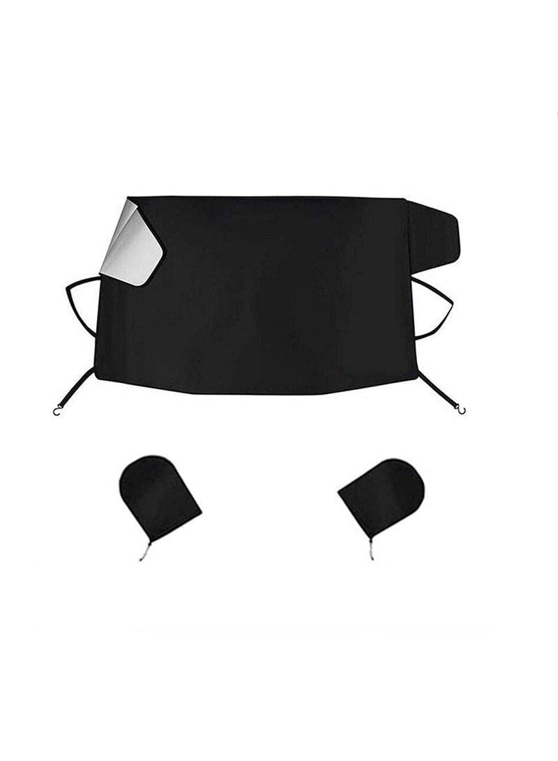 Excefore Car Front Windshield Sun Shade with 2 pcs Side Mirror Sunshade, Winter with Side Mirror Cover Snow UV Protection Frost Truck Windshield Sunshade - Image 1