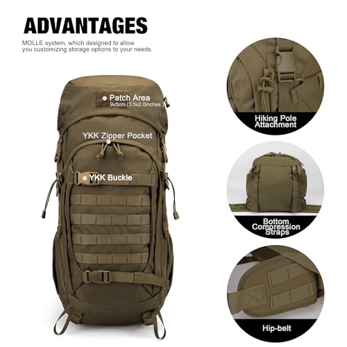 Mardingtop 50L Hiking Survival Backpack,Backpacking Backpack with Rain Cover for Hiking,Backpacking,Rucking,Camping,Survival - Image 4
