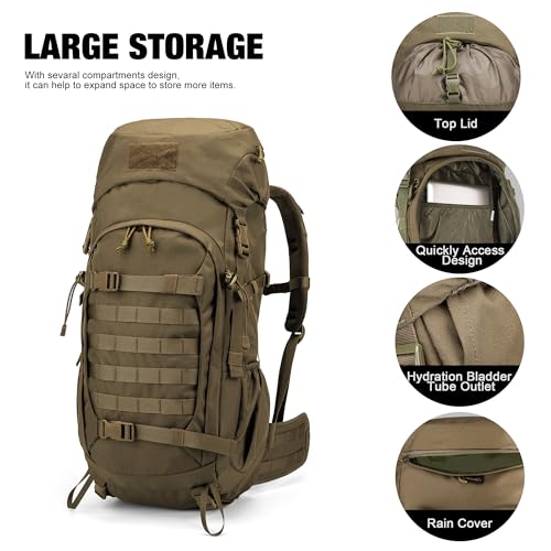 Mardingtop 50L Hiking Survival Backpack,Backpacking Backpack with Rain Cover for Hiking,Backpacking,Rucking,Camping,Survival - Image 5
