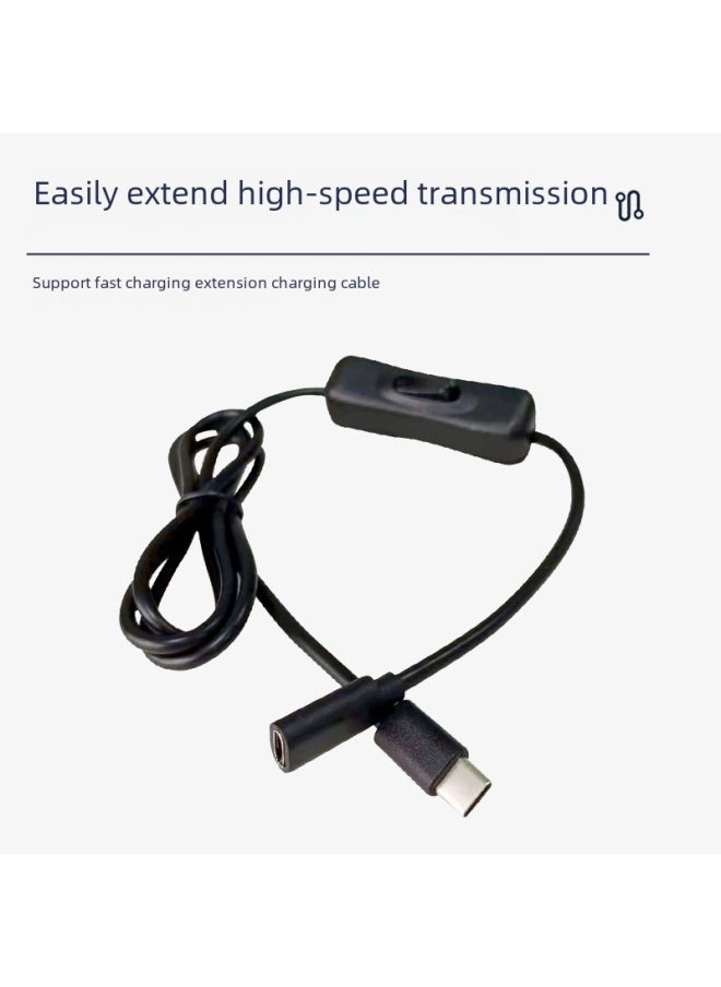 Generic - TYPE-C Extension Line With Switch Male To Female USB2.0 Data Line TYPE-C Power Data Line With Switch-Color:White 0.3m Without Switch - Image 1
