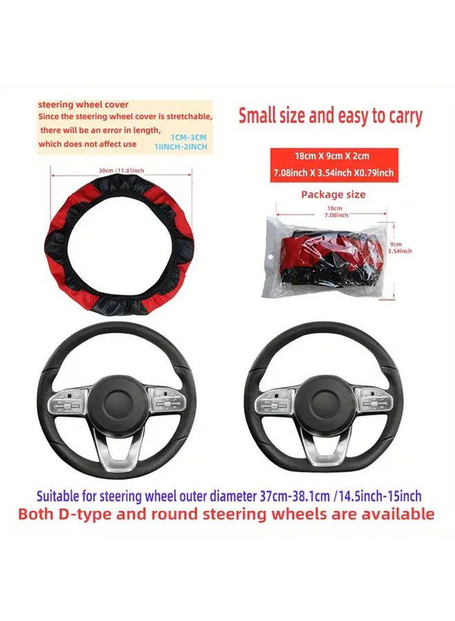 Wine Red Carbon Fiber Anti Skid Steering Wheel Cover For Car Truck SUV Van - Image 3