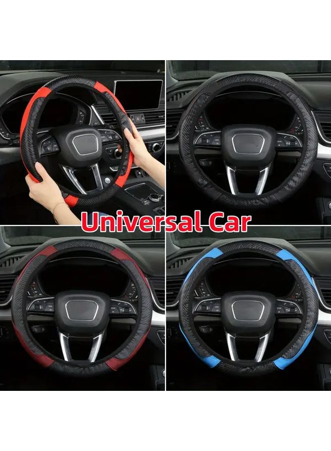 Wine Red Carbon Fiber Anti Skid Steering Wheel Cover For Car Truck SUV Van - Image 1
