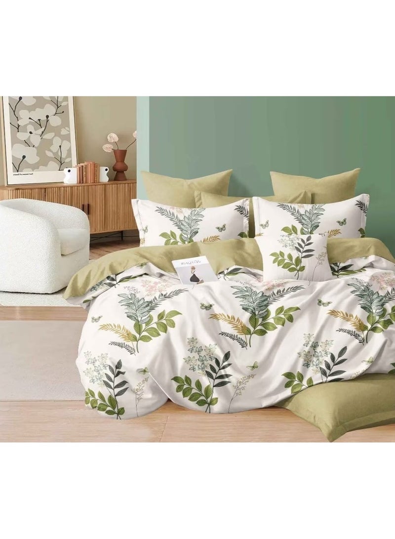 AL RAID 6-Piece King Size Duvet Cover Set Microfiber Super Soft Cotton Includes 1xDuvet Cover 220x240cm 1x Fitted Sheet 200x200+30cm 4X Pillowcases 50x75cm