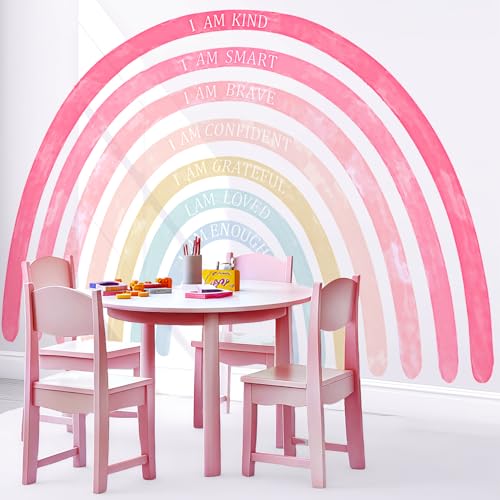 Kingarch Large Colorful Rainbow Wall Decals, Insparational Peel and Stick Fabric Nursery Wall Decor, Removable Home Room Wall Decor Murals Stickers for Kids Girls Toddler Bedroom Living Room Playroom - Image 1