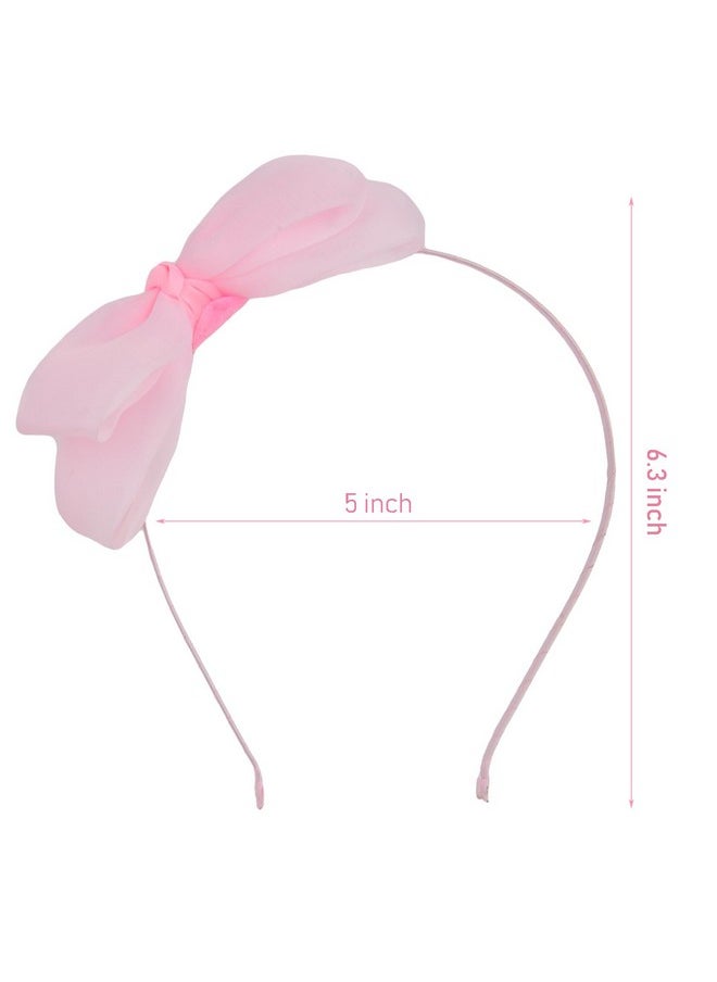 HoveBeaty Bow Hairband Soft Elastic Lace Bowknot Headband For Women And Girls, Perfect Hair Accessories For Party And Cosplay (Pale Pink)  - Image 1