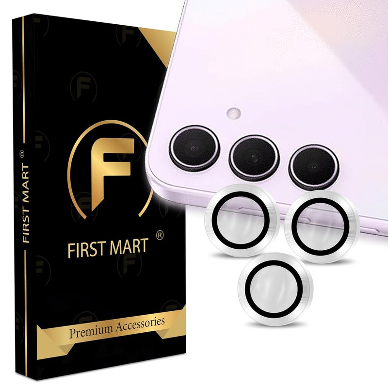 FIRST MART Camera Lens Protector for Samsung Galaxy A55 and Samsung A35 (6.6 Inches) Tough HD Individual Aluminum Alloy Lens Rings Cover, Scratch Resistant, Thin Lens Protection| Silver, 1 Pack - Image 1