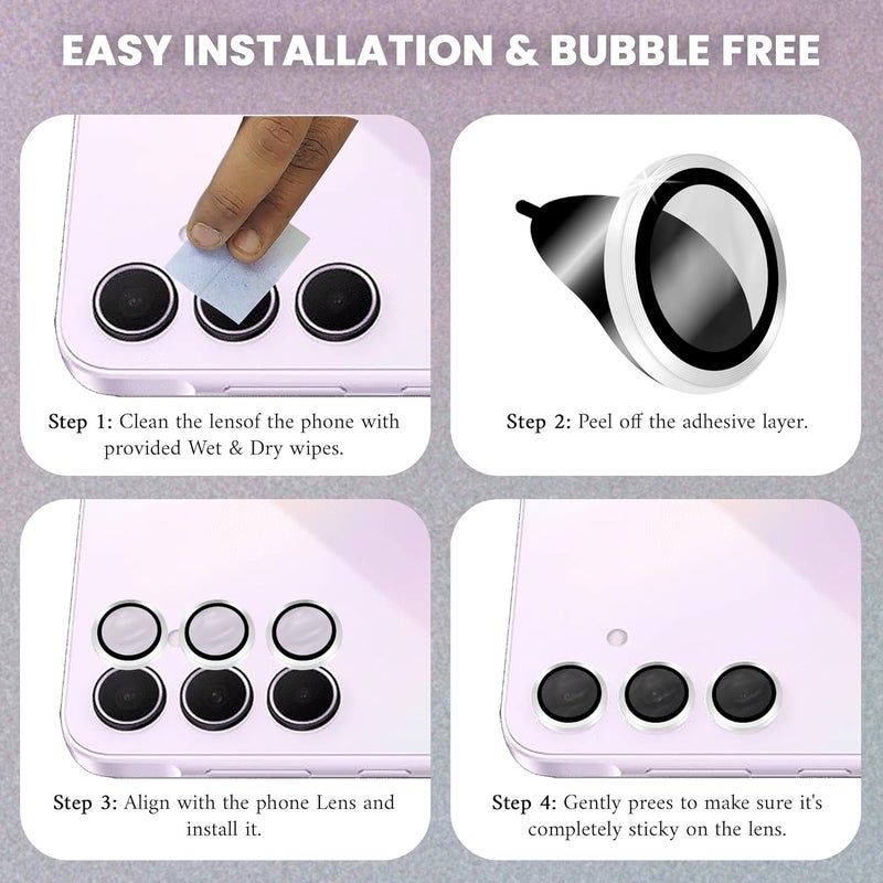 FIRST MART Camera Lens Protector for Samsung Galaxy A55 and Samsung A35 (6.6 Inches) Tough HD Individual Aluminum Alloy Lens Rings Cover, Scratch Resistant, Thin Lens Protection| Silver, 1 Pack - Image 2