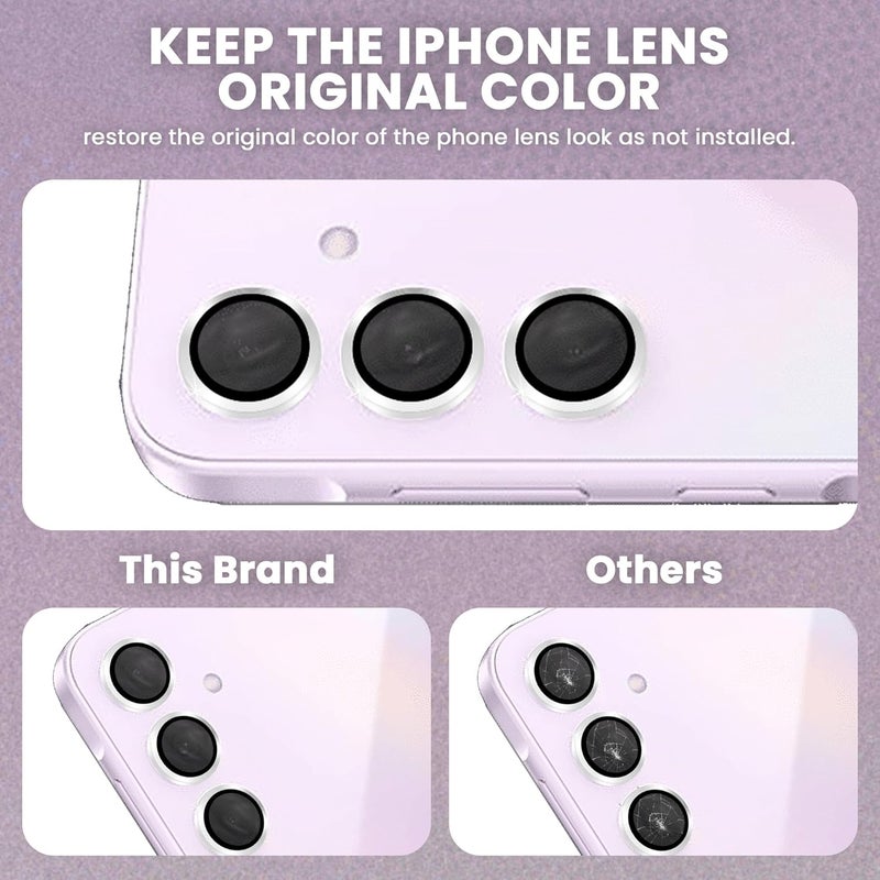 FIRST MART Camera Lens Protector for Samsung Galaxy A55 and Samsung A35 (6.6 Inches) Tough HD Individual Aluminum Alloy Lens Rings Cover, Scratch Resistant, Thin Lens Protection| Silver, 1 Pack - Image 3