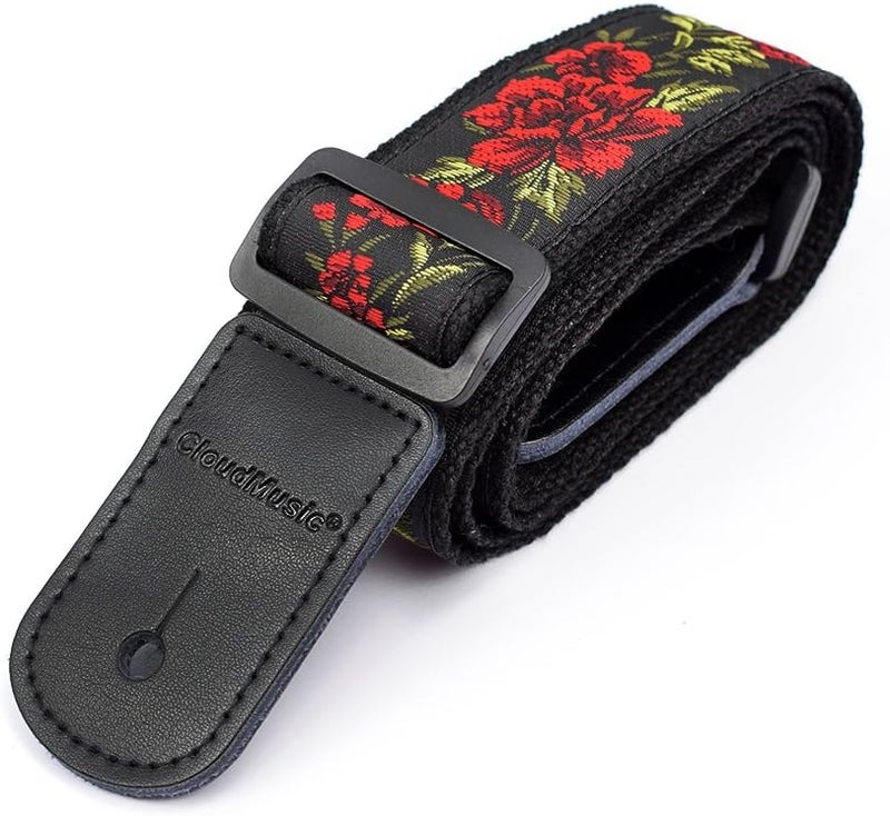 CLOUDMUSIC Tenor Concert Soprano Baritone Ukulele Strap Coloful Hawaii Floral Jacquard For Adult Size And Kids(Red Roses) - Image 3