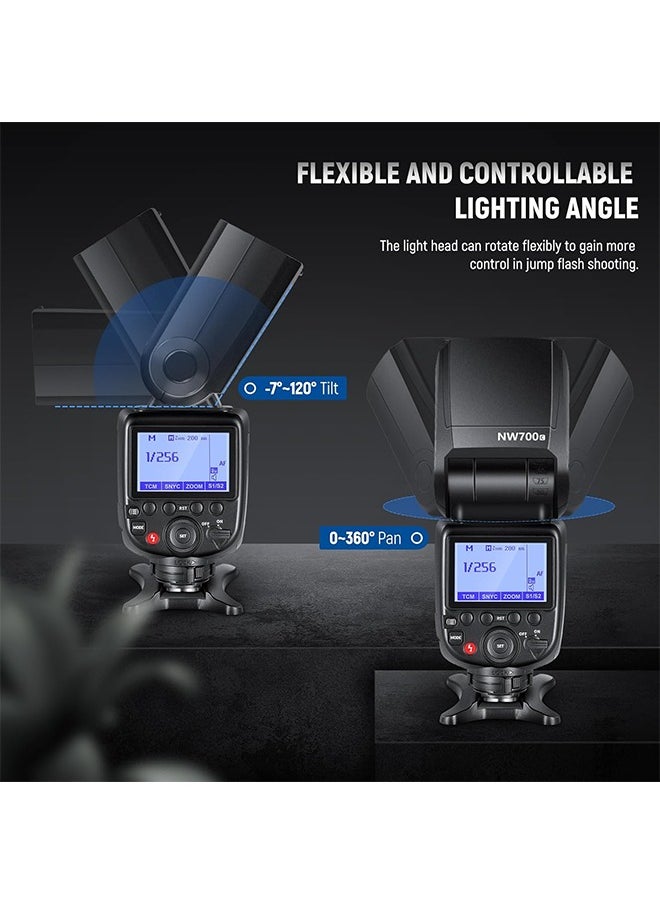 نيوير - فلاش NW700-C TTL من NEEWER متوافق مع كاميرات DSLR من Canon، فلاش مزامنة عالي السرعة 1/8000 ثانية، مخرج 1/1-1/256، وظيفة TCM، فلاش بقوة 230 واط، مصباح يدوي سريع التدوير 0.1-2.7 ثانية - Image 1