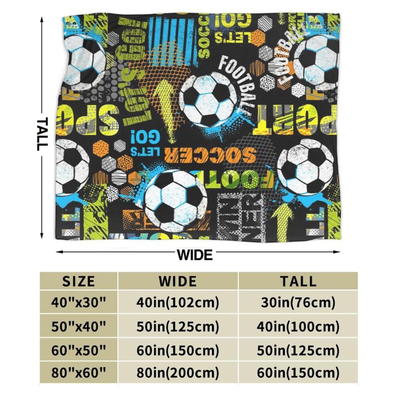 Soccer Blanket 40" X 50" Soft Flannel Plush - Sporty Soccer Ball Design Throw Blanket for Soccer Lovers - Image 5