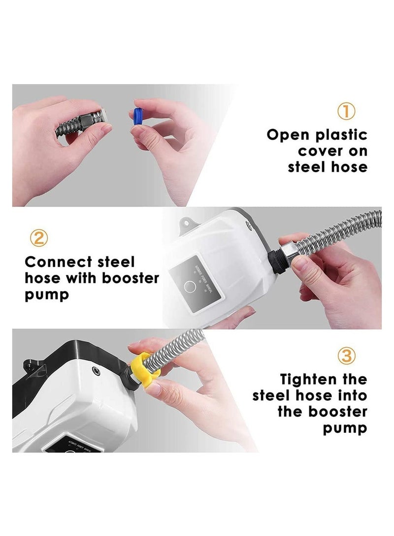 DMG TECH Water Booster Pump,24V Portable Automatic Water Pressure Booster Pump,150W Shower Booster Pump with Automatic Flow Switch, Hot Cold Water Pump for Tap Water/Toilet/Bathroom Shower (White) - Image 5