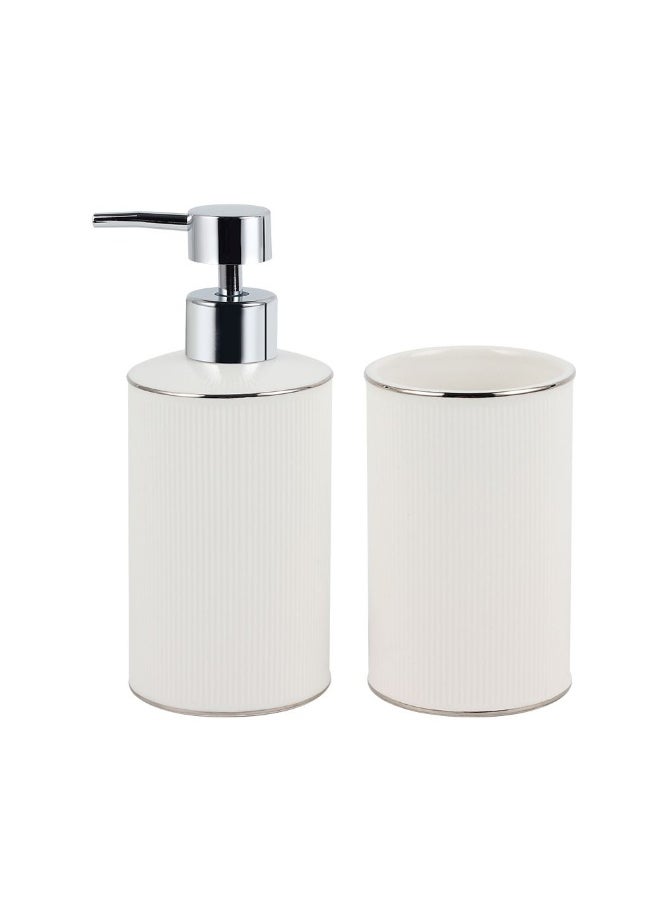 DANUBE HOME Danube Home Adelyn Ceramic Tumbler - 7.5 X 17.7 Cm White Stylish Bathroom Accessory For Toothbrushes & Oral Care Durable Ceramic With Textured Finish Contemporary Bath & Laundry Decor  - Image 3