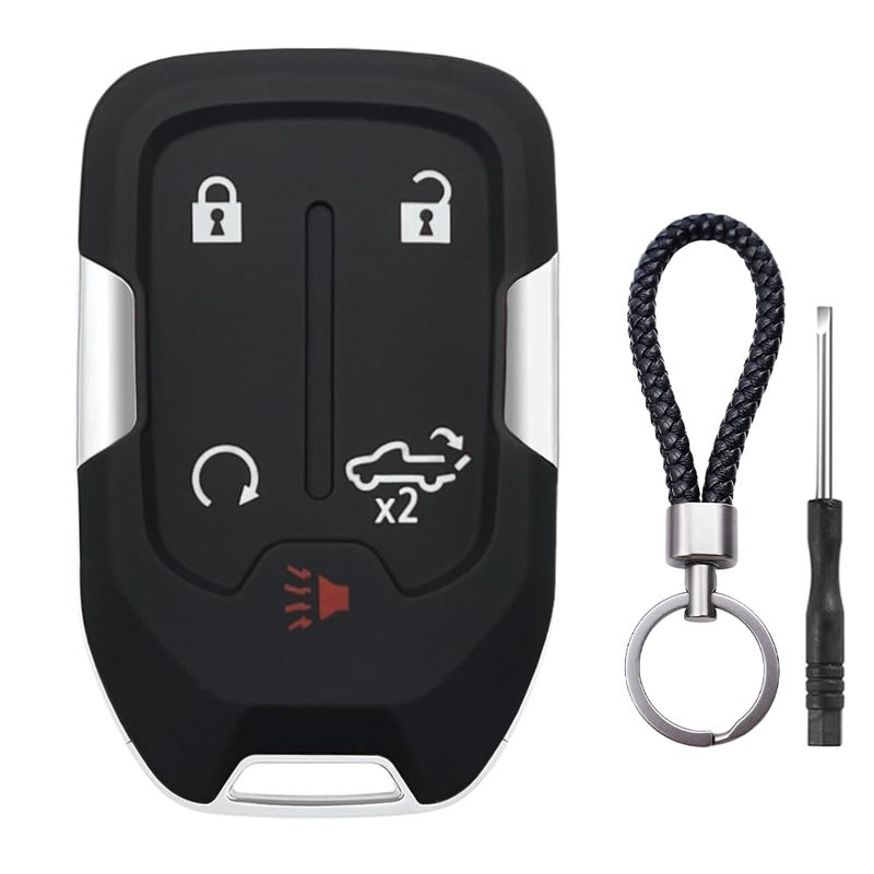 JJCHQ Key Fob Shell Case Replacement Fits for Chevy Silverado 2022 2021 2020 2019 and GMC Sierra 1500 2500HD 3500HD 5 Button Keyless Entry Remote Control Smart Car Key Fob Cover - Image 1