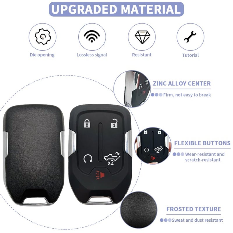 JJCHQ Key Fob Shell Case Replacement Fits for Chevy Silverado 2022 2021 2020 2019 and GMC Sierra 1500 2500HD 3500HD 5 Button Keyless Entry Remote Control Smart Car Key Fob Cover - Image 4