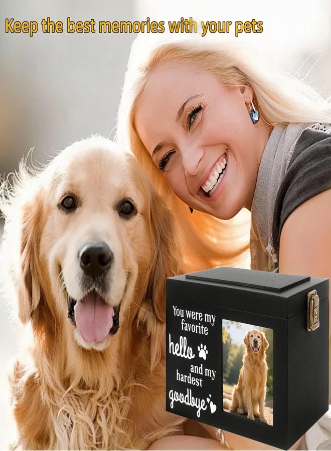 Dmnnlp Memorial Pet Urn for Dog Ashes, Wooden Pet Keepsake Box with Photo Frame, Flannel Bag & Keychain, Sympathy Gift for Pet Loss (Medium 7.9x5.9x5.5in) - Image 4