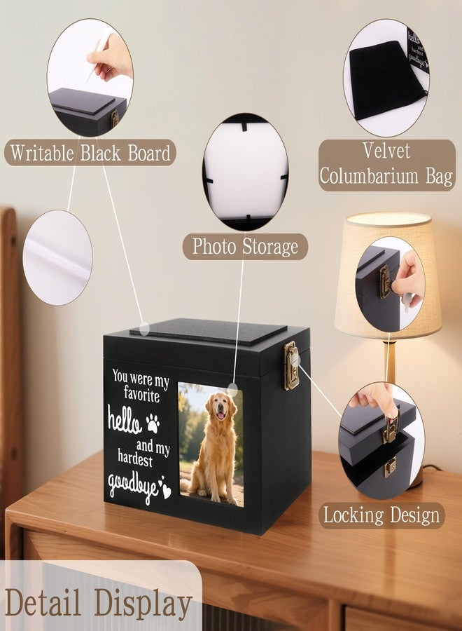 Dmnnlp Memorial Pet Urn for Dog Ashes, Wooden Pet Keepsake Box with Photo Frame, Flannel Bag & Keychain, Sympathy Gift for Pet Loss (Medium 7.9x5.9x5.5in) - Image 3
