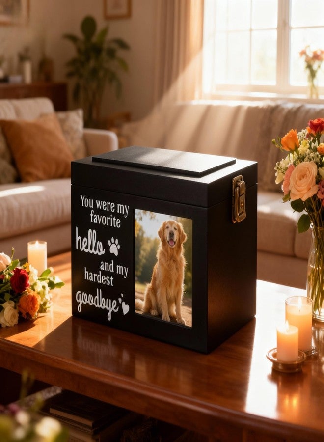 Dmnnlp Memorial Pet Urn for Dog Ashes, Wooden Pet Keepsake Box with Photo Frame, Flannel Bag & Keychain, Sympathy Gift for Pet Loss (Medium 7.9x5.9x5.5in) - Image 5