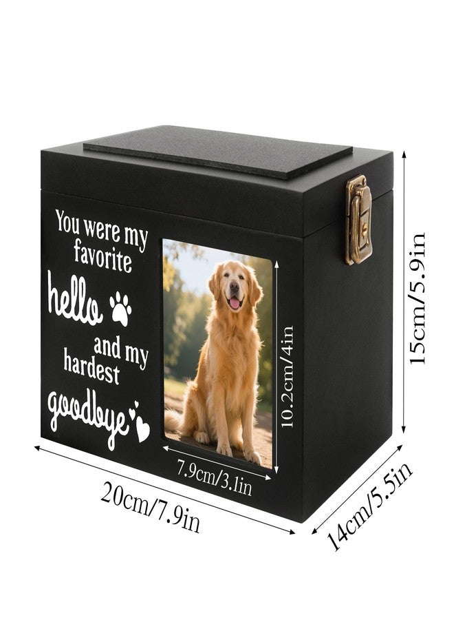 Dmnnlp Memorial Pet Urn for Dog Ashes, Wooden Pet Keepsake Box with Photo Frame, Flannel Bag & Keychain, Sympathy Gift for Pet Loss (Medium 7.9x5.9x5.5in) - Image 2