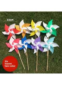 Macaron Flower Classroom Opening Year's Day June 1 Graduation Decoration Matching Sucker White Blue Double Color-Color:Six-leaf Two-color 10-pack (eight Colors Available (comes With Base And Pole)