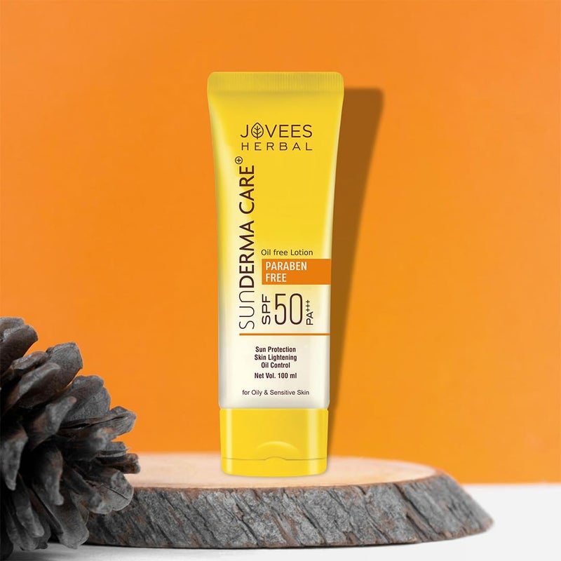 Jovees لوشن جوفيز هيربال صن ديرما كير SPF 50 PA حماية واسعة الطيف من الأشعة فوق البنفسجية UVA/UVB خالي من الزيت امتصاص سريع خفيف الوزن للبشرة الدهنية والحساسة 100 مل عبوة من 2 - Image 3