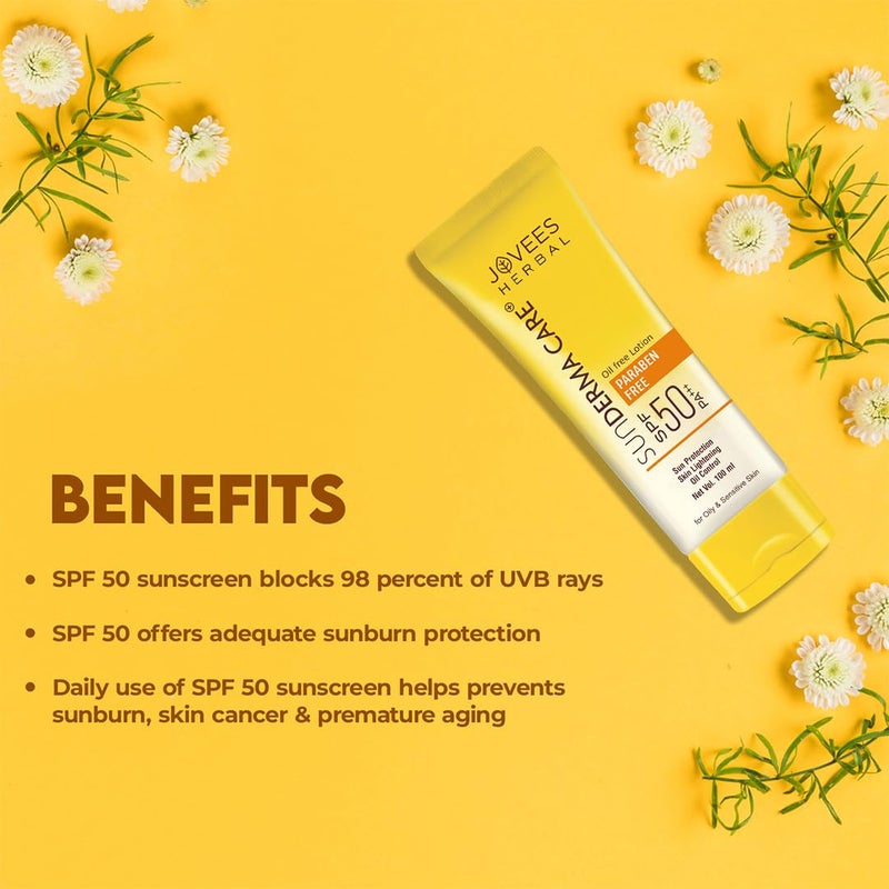 Jovees لوشن جوفيز هيربال صن ديرما كير SPF 50 PA حماية واسعة الطيف من الأشعة فوق البنفسجية UVA/UVB خالي من الزيت امتصاص سريع خفيف الوزن للبشرة الدهنية والحساسة 100 مل عبوة من 2 - Image 4