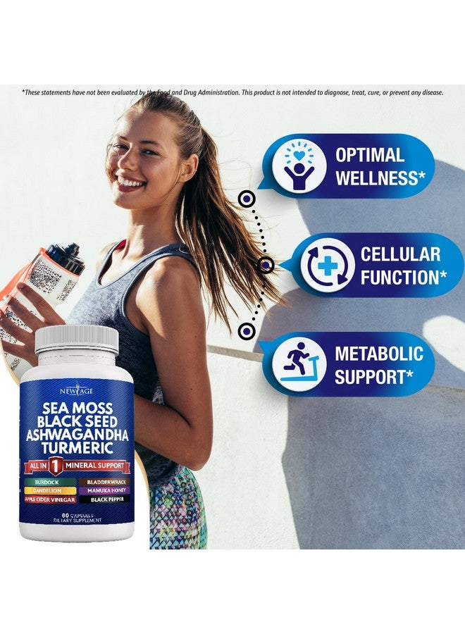 NEW AGE Silica Sea Moss 3000mg Black Seed Oil 2000mg Ashwagandha 1000mg Turmeric 1000mg Bladderwrack 1000mg Burdock 1000mg- with Manuka, Honey Dandelion, ACV Black Pepper Gluten Free - Image 4
