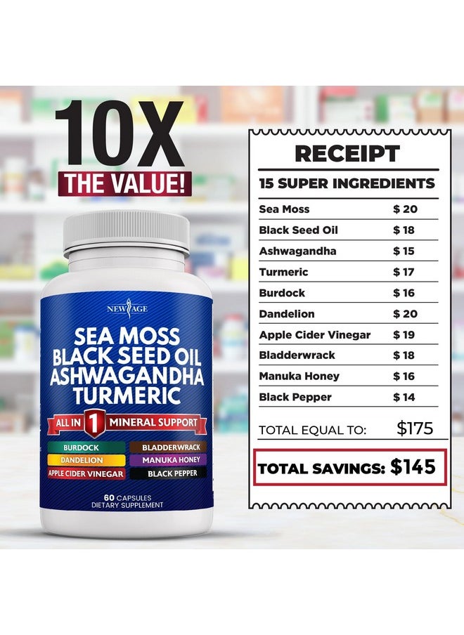 NEW AGE Silica Sea Moss 3000mg Black Seed Oil 2000mg Ashwagandha 1000mg Turmeric 1000mg Bladderwrack 1000mg Burdock 1000mg- with Manuka, Honey Dandelion, ACV Black Pepper Gluten Free - pzsku/Z20368424365AF55072EAZ/45/_/1735907501/3d59642a-482f-4bf1-b34f-80633f69f2a2