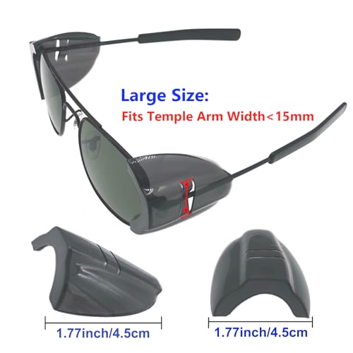 KONEWONG 2 Pairs Safety Glasses Side Shields, Slip on Side Shields, Fits Medium to Large Eyeglasses Frames (Black,Large) - Image 2
